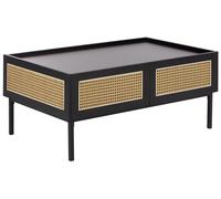 Coffee Table CULLEN with Storage Rattan Black