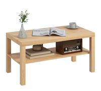 Coffee Table with Storage Shelf Rectangular Centre Table Natural
