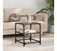 Coffee Table with Transparent Glass Top 40x40x45 cm Steel Berkfield Home Black One Size