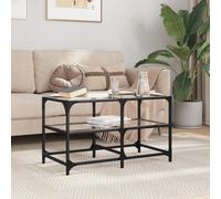 Coffee Table with Transparent Glass Top 78.5x40x45 cm Steel Berkfield Home Grey One Size