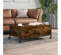 vidaXL Coffee Table with Wheels Hall Side Table Smoked Oak Engineered Wood