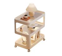 Coffee Table with Wheels, Storage Shelf - Compact Low Profile Sofa Side Table on Casters for Living Room - Stylish Accent Furniture for Small Spaces