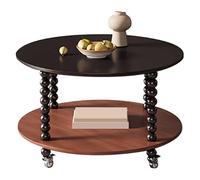 Coffee Table with Wheels, Vintage Mobile Accent Table for Living Room, Space-Saving Design for Small Spaces