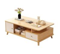 Coffee Table, Wood Mid Century Rectangle Center Table with Storage Drawers, Modern Tea Table for Living Room and Dining Room Home Décor