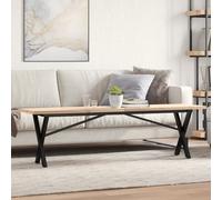Coffee Table X-Frame 160 x 40 x 45.5 cm Brown Solid Wood Pine Steel