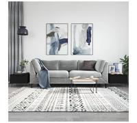 Coffee Tables 2pc Black Engineered Wood Metal Legs 50x46x35cm Modern w/ Drawer