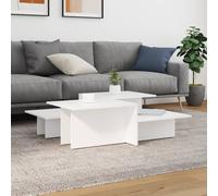 Coffee Tables 2pc White Engineered Wood 111.5x50x33cm Modern Nesting Compact Set