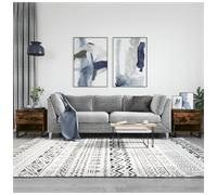Coffee Tables 2pcs Smoked Oak 50x46x50cm Engineered Wood Drawer Metal Legs Homes