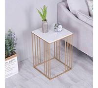 coffee tables living room Nordic Square Multi-functional Small Sofa Side Table Bedside Table Coffee Table, White Natural Marble Tray, Suitable for Living Room Bedroom Small Space, 40×40×60cm