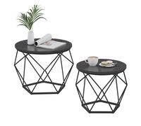 Coffee Tables, Set of 2 Side Tables, Black / (50 Dia. x 40H) cm + (40 Dia. x 36H) cm