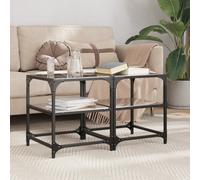 Coffee Tables with Black Glass Top 2 pcs 40x40x45 cm Steel Berkfield Home Black One Size