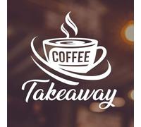 Coffee Takeaway Sign Window Vinyl Sticker Door Art Kitchen bar Restaurant take Away Shop Office Cafe Decor Vintage Plaque Poster Coffee Wall Signs Stickers Lettering menu Fork Knife (Normal)