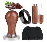 Coffee Tamper 51 mm Espresso, WDT Tool Espresso and Tamper Mat with 6 0.4 mm Thick Stainless Steel Espresso Needle, Dosing Funnel for Barista and Coffee Lovers