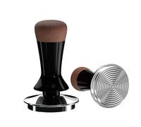 Coffee Tamper 51mm - Stainless Steel Ripple Base, Walnut Wooden-Handle ，Spring-Loaded Tamper Espresso Coffee Tamper,Non-Slip Grip, Barista Espresso Tamper