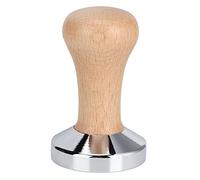Coffee Tamper, 58MM Stainless Steel Espresso Tamper Reusable Coffee Powder Press Hammer Refillable Accessories Flat Base with Ergonomics Wooden Handle for Home Office Shop