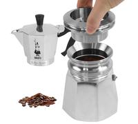 Coffee Tamper for 4 Cups to 6 Cups Moka Pot, 304 Stainless Steel Espresso Dosing Funnel Set, Coffee Distributor Leveler Compatible with Italian Espresso Stovetop Moka Pot, Silver