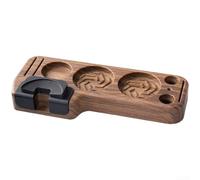 Coffee Tamper Stand, ABS Storage Base for Espresso Portafilter, Solid Wood Tamping Station for Coffee Accessories(Walnut Wood - 7)