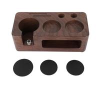 Coffee Tamper Station Wooden Coffee Portafilter Holder Tamping Stand for Home Kitchen Cafe Bar Premium Walnut Wood Durable Stable Support for Espresso Machines (51mm)