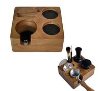 Coffee Tamping Station for 58mm Portafilters, Solid Wood Espresso Tamper Holder, Multi-Function Coffee Tamper Stand Organizer with Tamper Holder, Distributor Slot and Accessory Storage (58mm)