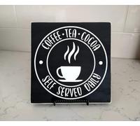 Coffee Tea Cocoa for Kitchen Decores Black & White Rustic Kitchen Decor Small Coffee Sign for Home or Office Decor Retro Metal Tin Sign 8X12 inches