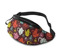 Coffee Tea Dessert Cake Pudding Fanny Pack Waist Bags for Women & Men, Casual Belt Bag Crossbody Bum Bag with Adjustable Strap for Outdoors Running Hiking
