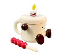 Coffee Tea Glass Spill-proof with Lid - Porcelain for Milk, Cappuccino Cocoa Milk Wine Juice Beer Kitchen Cafe Restaurant Home Christmas