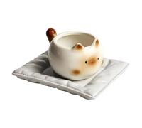 Coffee Tea Mug - Ceramic Kitten Shaped Mug 5x3 Inch 210ml for Hot Cold Drinks Beer Cocktail Water Chocolate Gift for Pet Lovers Gathering Fam