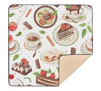 Coffee Tea Pots Tea Cups Green Tea Leaves Baby Play Mat 50" x 50", Playmat for Playpen, Thicken Soft Padding Foam Crawling Mat for Babies Toddlers Infants