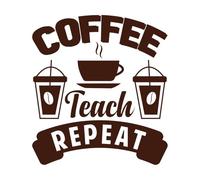 Coffee Teach Repeat Typography Wall Decals PVC 54.6x60.5cm Equipped with Transfer Film kit Coffee