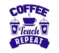 Coffee Teach Repeat Typography Wall Stickers Paster Paper 54.6x60.5cm Removable Without Leaving Glue DarkBlue