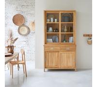 Coffee Tek - Solid teak display cabinet, 120 cm. Natural