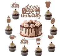Coffee Theme Baby Shower Cake Decorations A Little Bean Is On The Way Glitter Paper Cake Toppers Set Coffee Bean Gender Reveal Decoration Beans And Coffees Baby Is Brewing Birthday Party Supplies