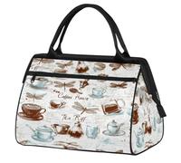 Coffee Theme Travel Duffle Bag for Women Men Kids Boys Girls Weekend Overnight Bags 24 L Holdall Tote Cabin Bag for Sports Gym Yoga