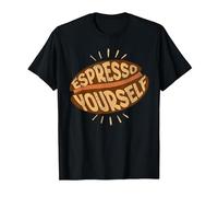 Coffee-Themed Espresso Yourself Funny Phrase Java Enthusiast T-Shirt, Men, Black, 3X-Large