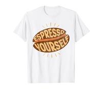 Coffee-Themed Espresso Yourself Funny Phrase Java Enthusiast T-Shirt, Men, White, Medium
