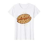 Coffee-Themed Espresso Yourself Funny Phrase Java Enthusiast T-Shirt, Women, White, 3X-Large