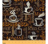 Coffee Themed Fabric by The Yard Hippie Graffiti Words Decorative Fabric for Kids Teens Adults Retro Newspaper Western Style Fabric for Bed Outdoor Indoor DIY Projects 2 Yards