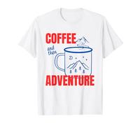 Coffee Then Adventure Retro Camp Mountain Design Value Graphic T-Shirt, Men, White, L