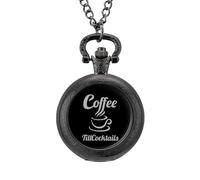 Coffee Till Cocktails Vintage Pocket Watch with Chain Arabic Numerals Scale Quartz Pocket Watches Gifts for Men Women