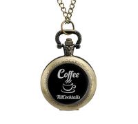 Coffee Till Cocktails Vintage Pocket Watch with Chain Arabic Numerals Scale Quartz Pocket Watches Gifts for Men Women