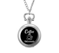 Coffee Till Cocktails Vintage Pocket Watch with Chain Arabic Numerals Scale Quartz Pocket Watches Gifts for Men Women