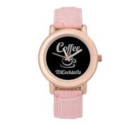 Coffee Till Cocktails Women's Wrist Watch Fashion Wristwatches with Pink Strap Gifts for Women Mother Wife Birthday