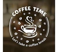 Coffee time Break Wall Art Kitchen Stickers Sign Decoration Decal Cup Vinyl Tile Removable Adhesive Decor Quote Window Shop Poster Transfer Tea Mural Love Quotes Print transfers Lettering…
