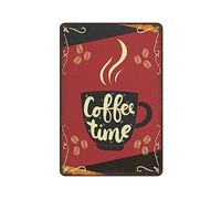 Coffee Time Sign - Funny Kitchen Metal Indoor or Outdoor Wall Art Vintage Metal Tin Sign Wall Art Funny Home Decor for Garages,Living Rooms,Bedroom,Offices SignMission personalized gift 12×16 inch