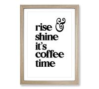 Coffee Time Typography Framed Print | A2 Oak Framed Wall Art | Ready to Hang | Modern Food Picture | Living Room Bedroom Lounge Office