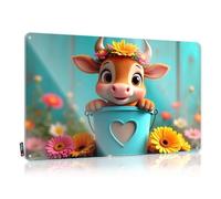 Coffee Tin Sign A Cute Cow With Flowers In A Heart-Shaped Bucket. Tin Sign Beer Decorations For Man Cave Funny Signs For Bedr(30X40CM)