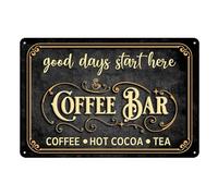 Coffee Tin Sign Good Days Start Here Coffee Hot Cocoa Tea Bar Coffee Bar Accessories Coffee Signs For Coffee Station Coffee Bar Decorative 8x12 Inch