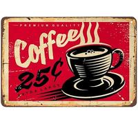 Coffee Tin Sign,Hot Fresh Cafe Extra Large Cup Red Vintage Metal Tin Signs for Cafes Bars Pubs Shop Wall Decorative Funny Retro Signs for Men Women 8x12 Inch