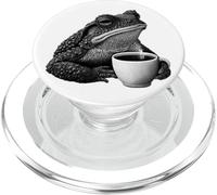 Coffee Toad Woodblock Art Funny Frog Lover Graphic PopSockets PopGrip for MagSafe