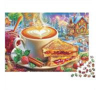 Coffee Toast1000 Pieces Cardboard Afternoon Tea Jigsaw Puzzle Multi Pack Adult Enthusiasts Logic Skill Brain Training Home Decor 70x50cm/1000pcs